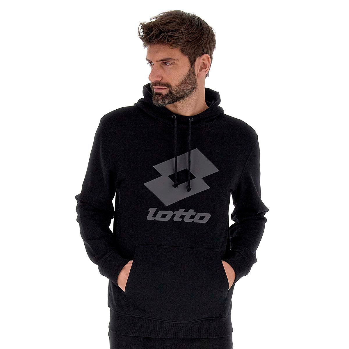 Poleron Deportivo Hombre Lotto - Smart IV Sweat Negro